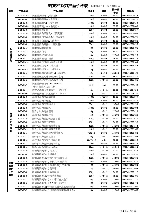 珀莱雅价格表