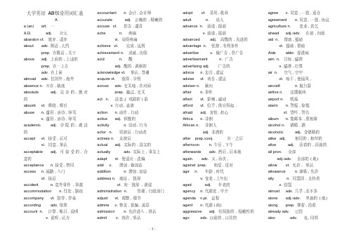 大学英语AB级常用词汇表