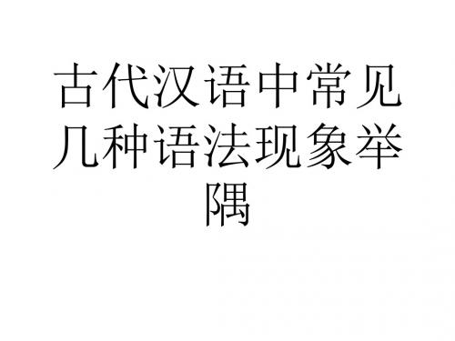 古代汉语中常见几种语法现象举隅