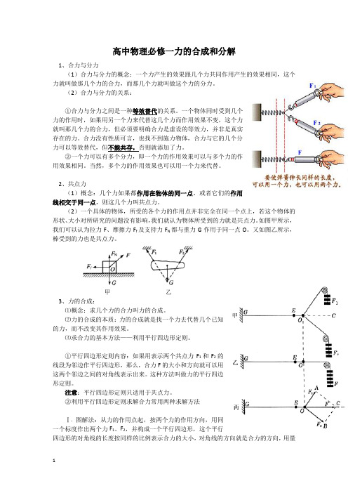 高中物理必修一力的分解和合成