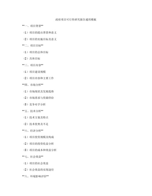 政府项目可行性研究报告通用模板