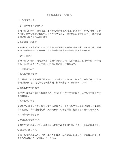 音乐教师业务工作学习计划