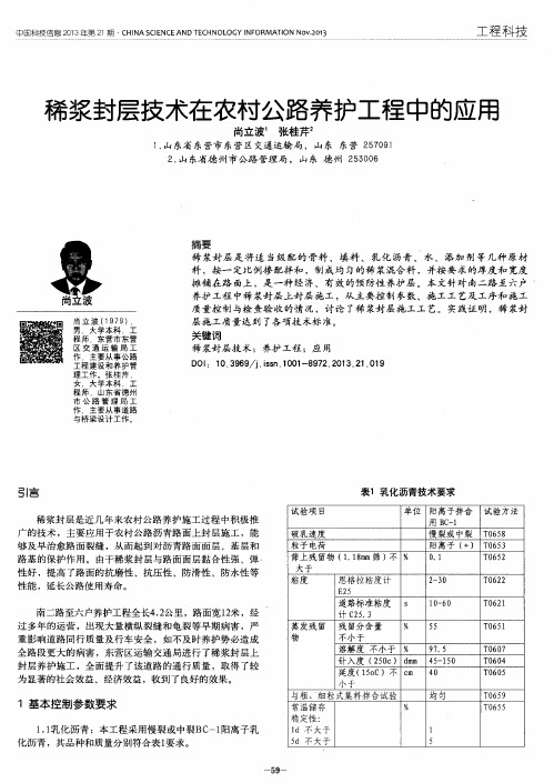 稀浆封层技术在农村公路养护工程中的应用