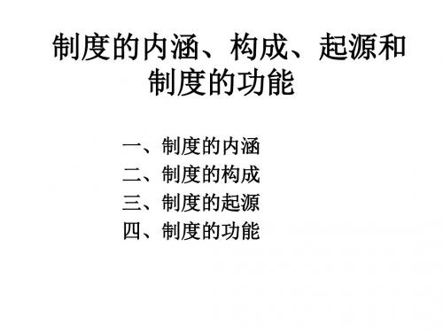 制度的内涵、构成、起源和制度的功能 PPT课件