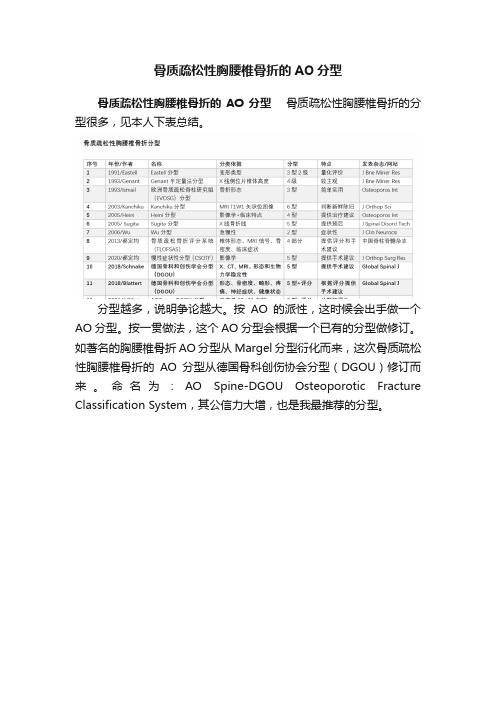 骨质疏松性胸腰椎骨折的AO分型