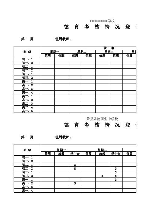 德育考核汇总表