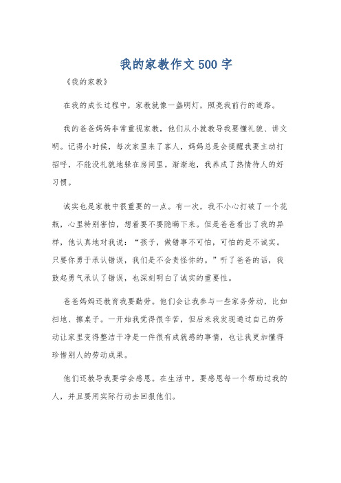 我的家教作文500字