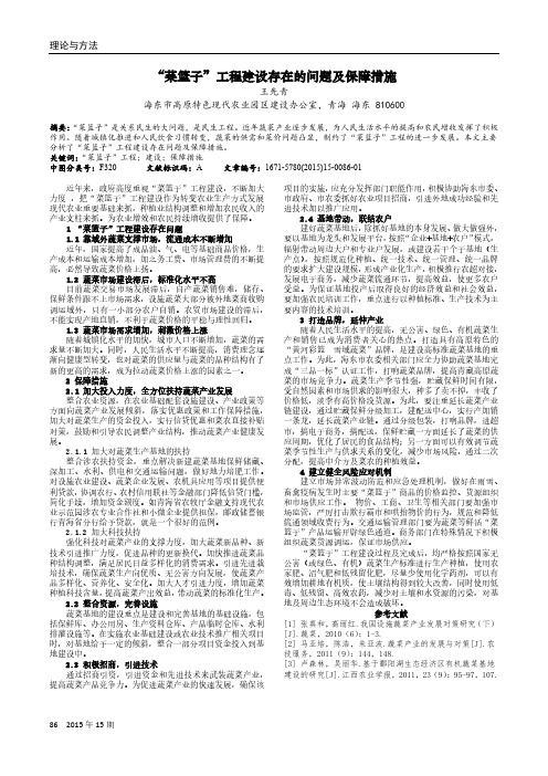 “菜篮子”工程建设存在的问题及保障措施