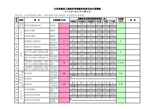 江苏省建设工程造价咨询服务收费自动计算模板(苏价服[2014]383号)