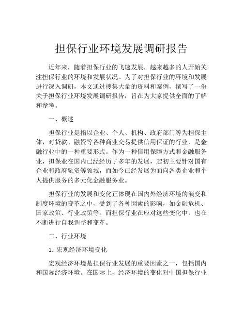 担保行业环境发展调研报告