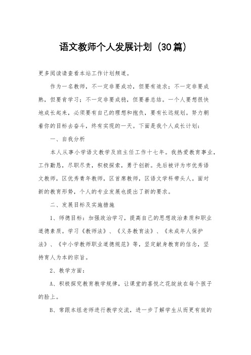 语文教师个人发展计划(30篇)