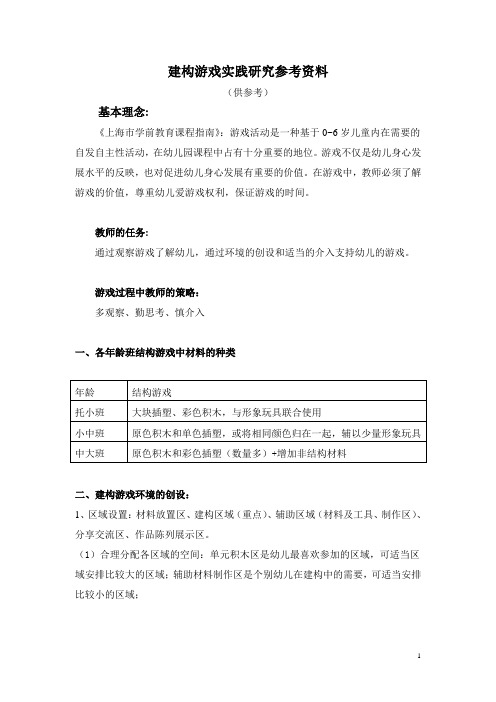 整理的结构游戏的材料