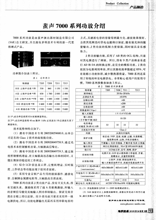 蜚声7000系列功放介绍