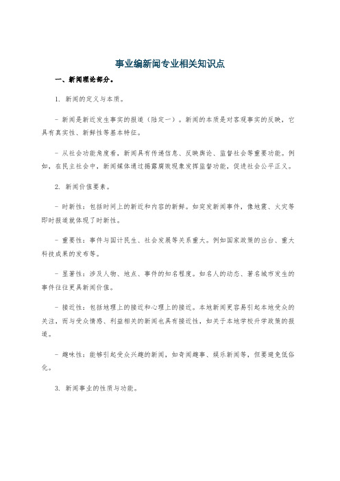 事业编新闻专业相关知识点