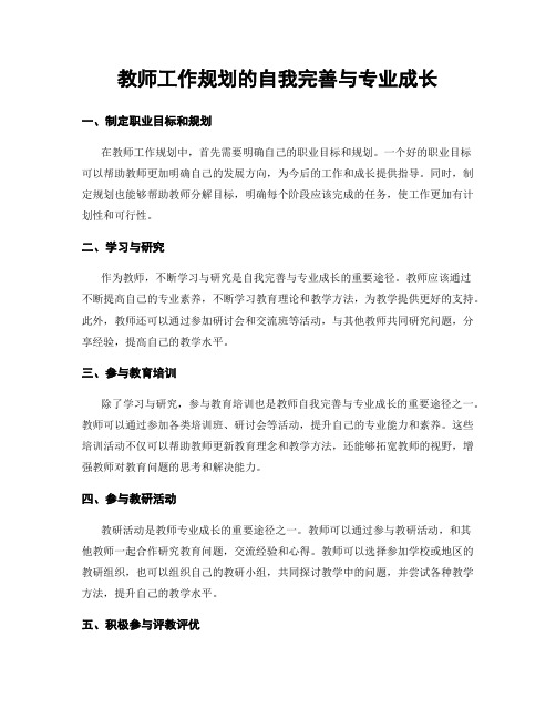 教师工作规划的自我完善与专业成长