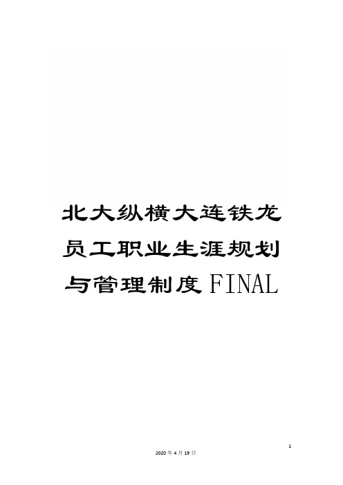 北大纵横大连铁龙员工职业生涯规划与管理制度FINAL