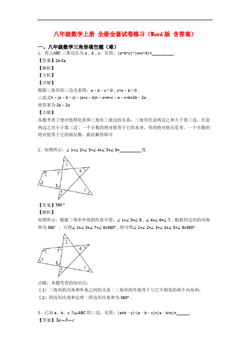 八年级数学上册 全册全套试卷练习(Word版 含答案)