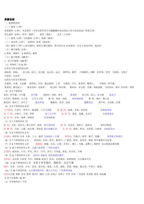 执业中药师中药鉴定学归纳总结大全