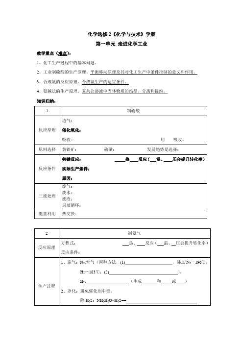 化学选修2《化学与技术》学案