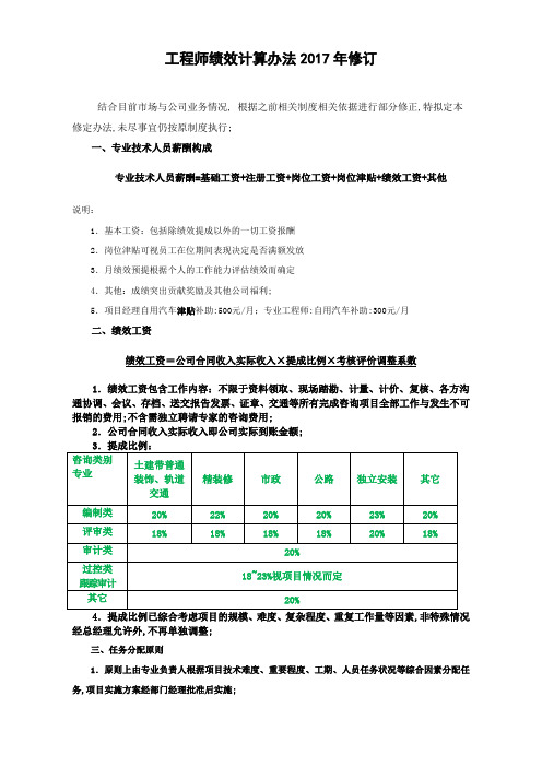 造价咨询公司绩效提成方案