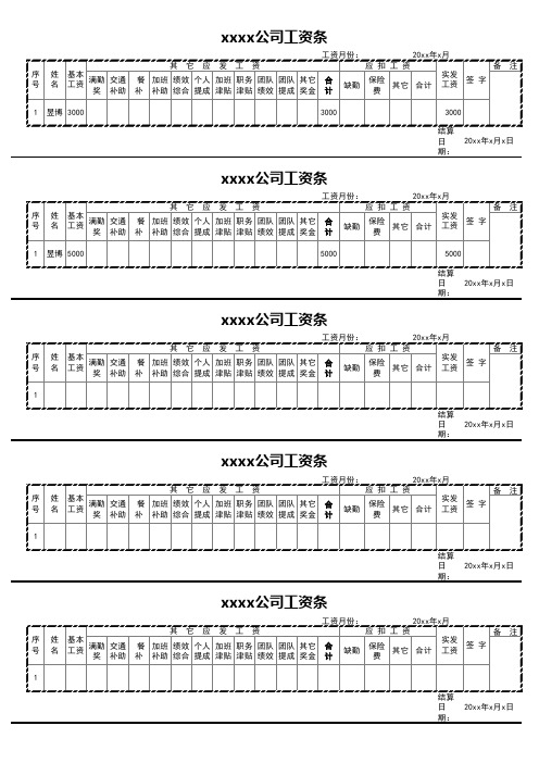 工资条模板