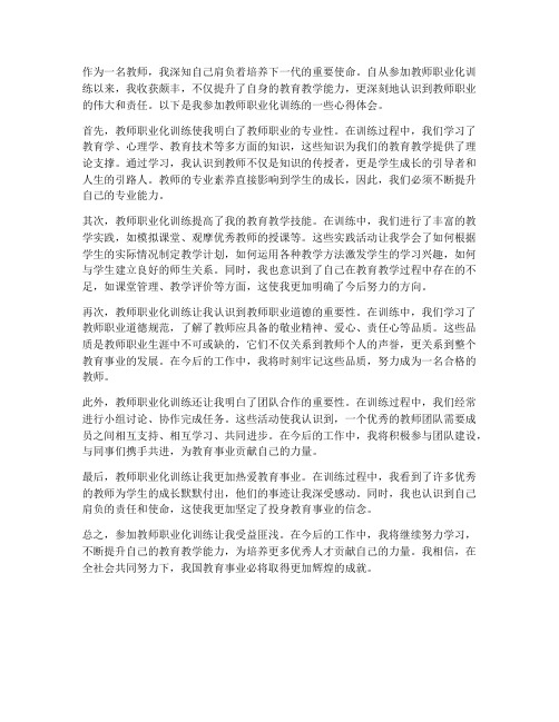 教师职业化训练心得体会