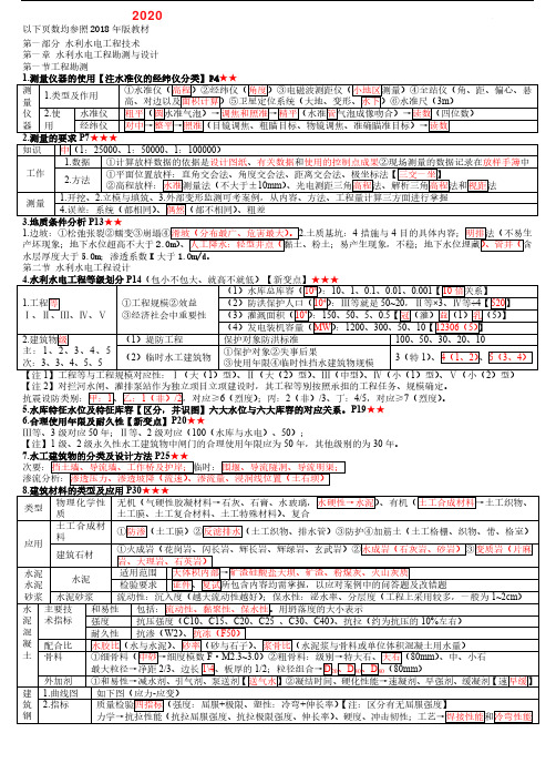 2020年一建《水利水电工程》考前必背知识点 (推荐)