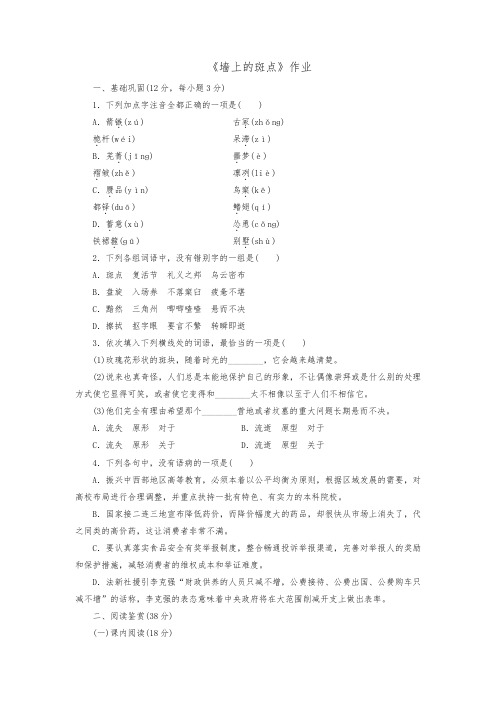 高中语文《墙上的斑点》作业测试题1