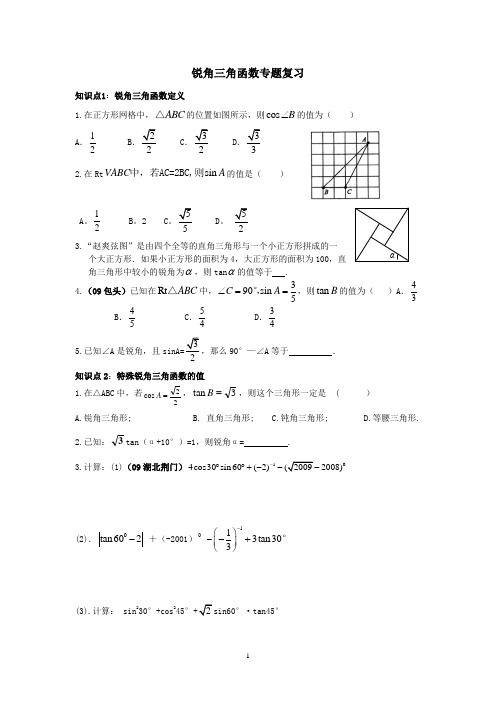 锐角三角函数专题复习