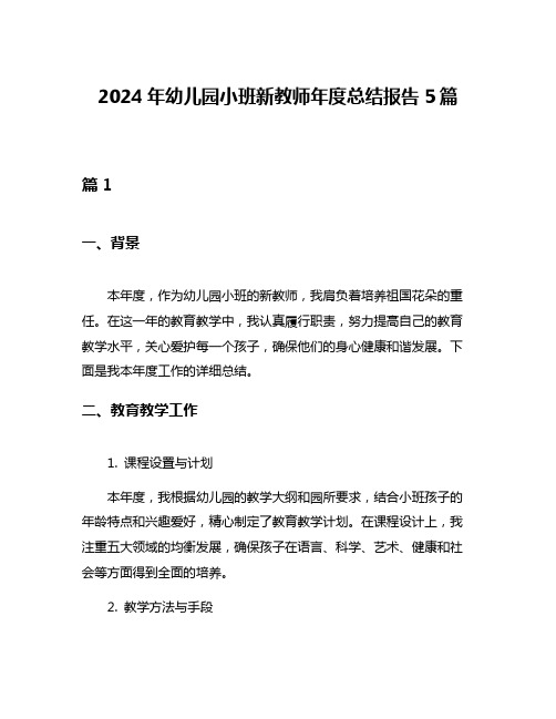 2024年幼儿园小班新教师年度总结报告5篇