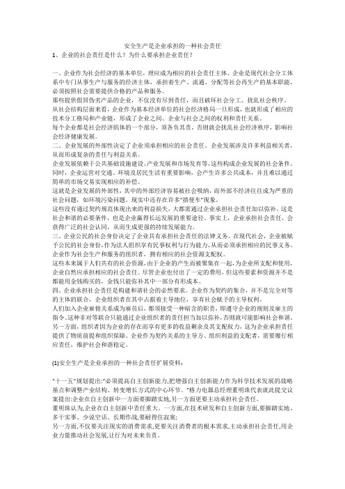 安全生产是企业承担的一种社会责任安全生产