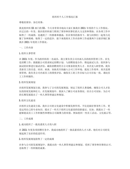 组织科个人工作情况汇报