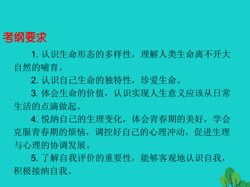 中考政治总复习七上第二单元认识新自我课件