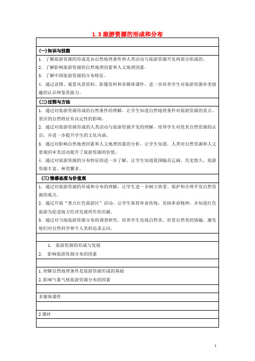 高中地理第一章旅游和旅游资源13旅游资源的形成和分布湘教版3.