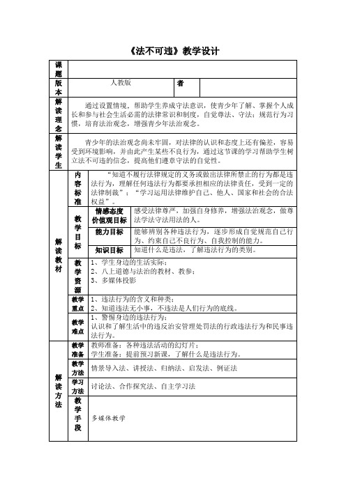 新人教版八年级道德与法治上册《2单元 遵守社会规则  第五课 做守法的公民  法不可违》优质课教案_21