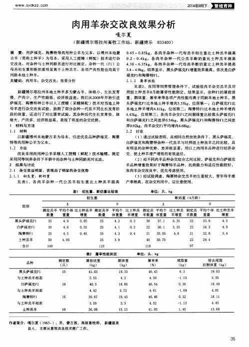 肉用羊杂交改良效果分析