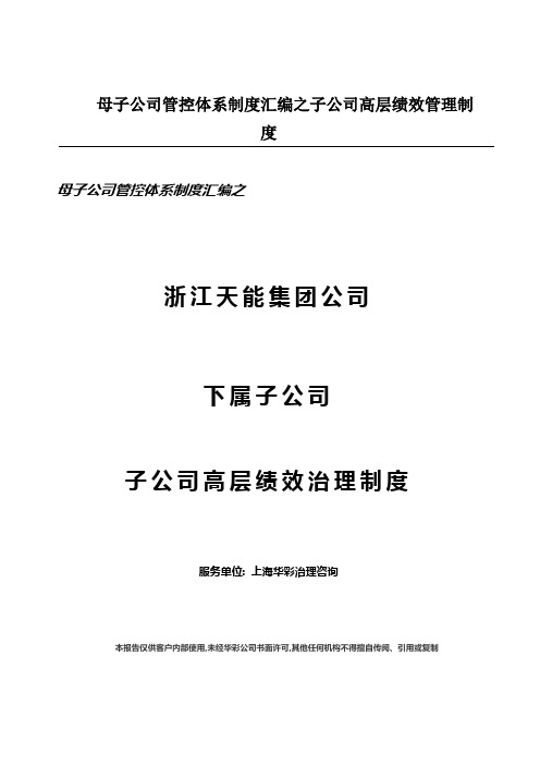 母子公司管控体系制度汇编之子公司高层绩效管理制度