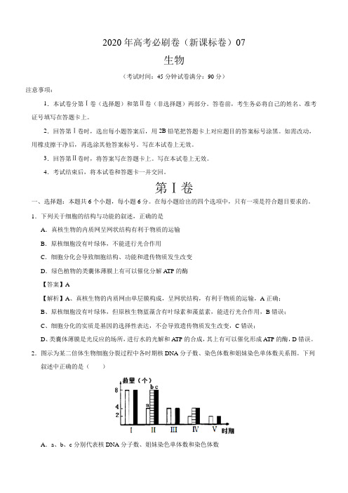 2020年高考生物必刷试卷07(解析版)