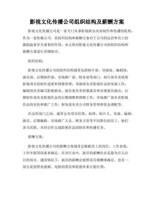 影视文化传播公司组织结构及薪酬方案