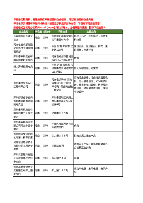 新版河南省郑州专卖店工商企业公司商家名录名单联系方式大全530家