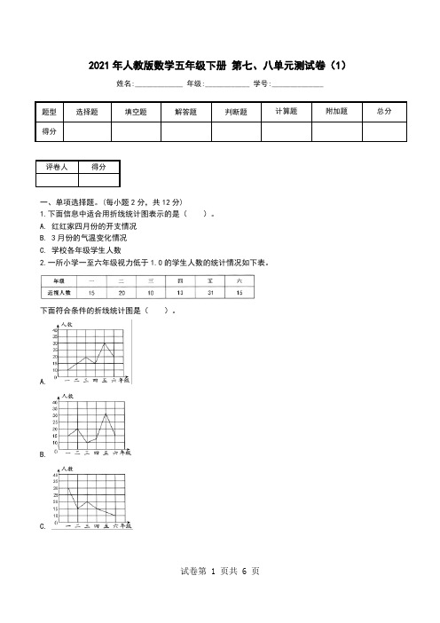 2021年人教版数学五年级下册 第七、八单元测试卷(1).doc