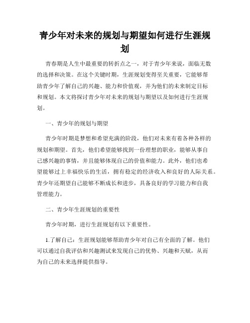 青少年对未来的规划与期望如何进行生涯规划