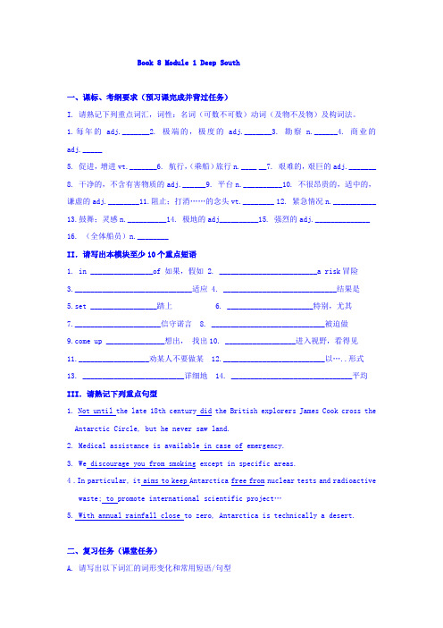 高考英语一轮复习考练：外研版选修8 Module 1 Deep South含答案