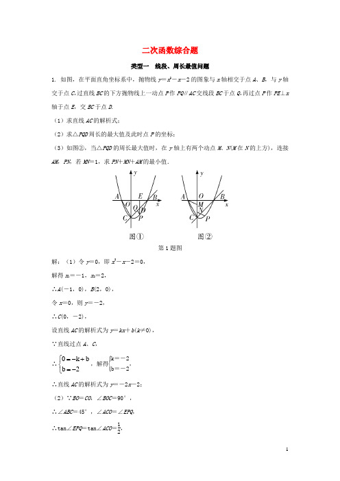 重庆市2019年中考数学实现试题研究二次函数综合题题库