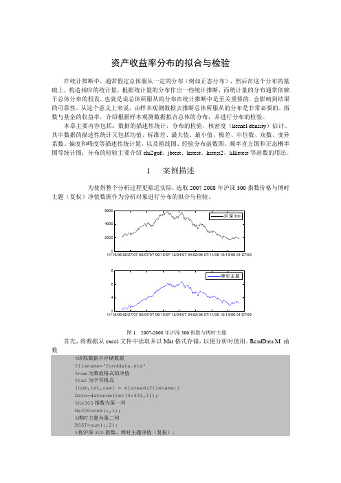 MATLAB程序设计 资产收益率分布的拟合与检验