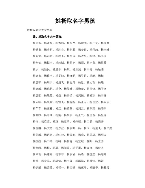 姓杨取名字男孩