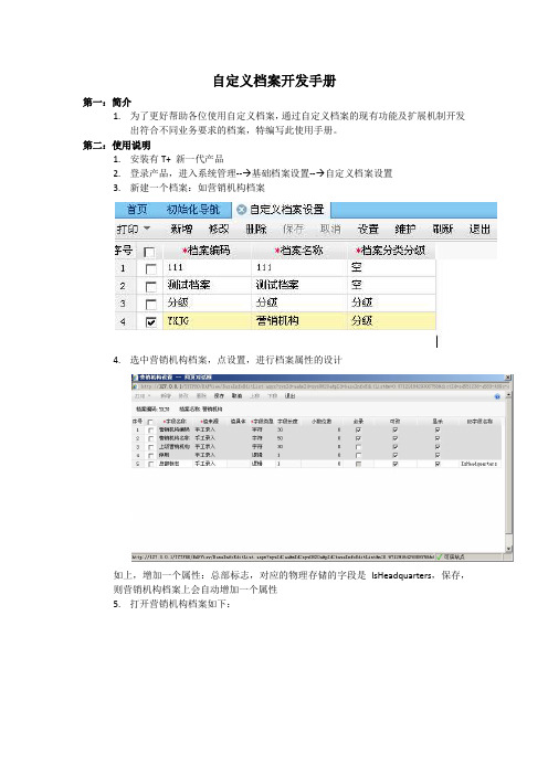 T+ 自定义档案开发手册