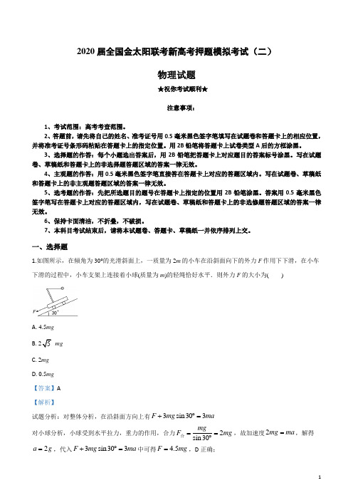 2020届全国金太阳联考新高考押题模拟考试(二)物理试卷