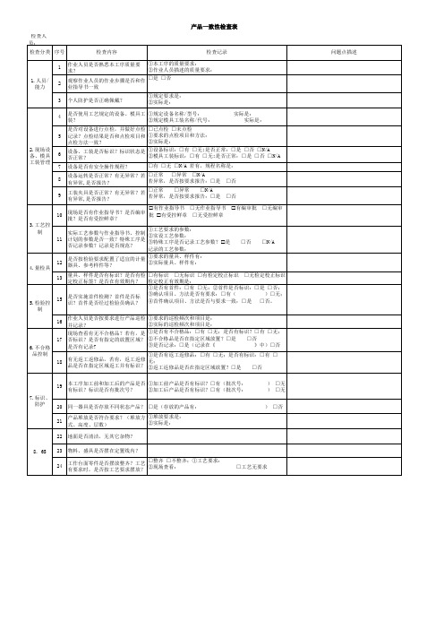 产品一致性检查表