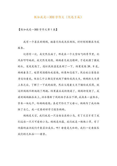 假如我是…300字作文(优选3篇)